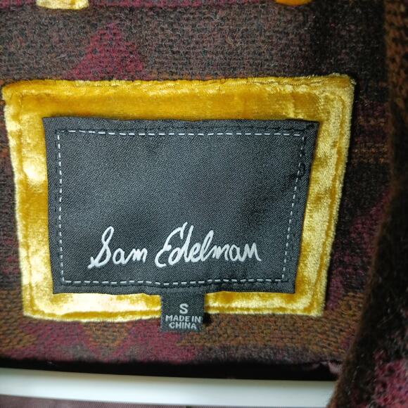 Sam Edelman Jacket Womens Small Aztec Fringe Western Wool Blend Coat - Picture 2 of 8